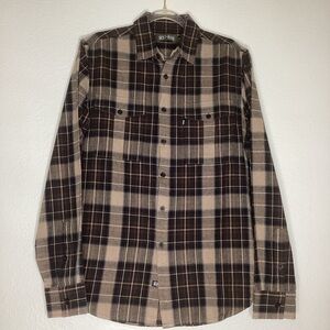 Wolf & Man Brown Plaid Flannel Shirt EUC Cotton Sm